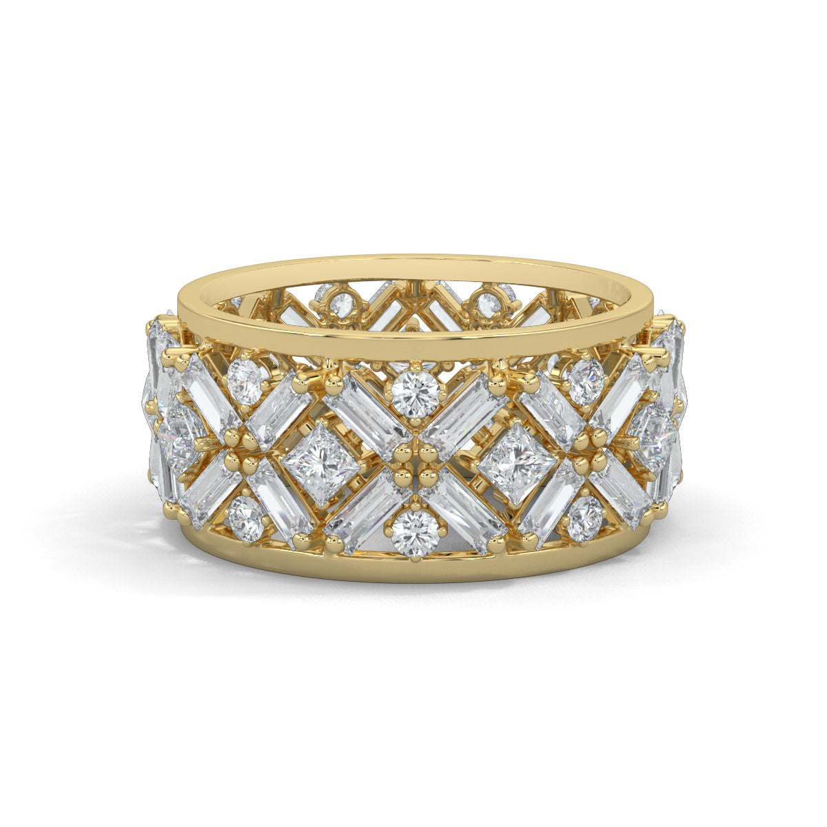 Yellow Gold, Diamond Ring, Natural diamond ring, Lab-grown diamond ring, Eternity band diamond ring, Baguette and round-cut diamond ring, Everyday diamond ring