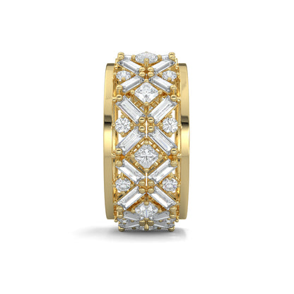 Yellow Gold, Diamond Ring, Natural diamond ring, Lab-grown diamond ring, Eternity band diamond ring, Baguette and round-cut diamond ring, Everyday diamond ring