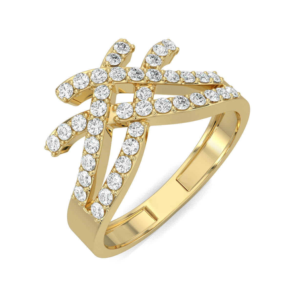 Yellow Gold, Diamond Ring, Diamond ring, Bella Crown Diamond Ring, Italian design ring, Everyday diamond ring, Natural diamond ring, Lab-grown diamond ring, Split shank diamond ring, Crown-inspired ring, Diamond-studded ring