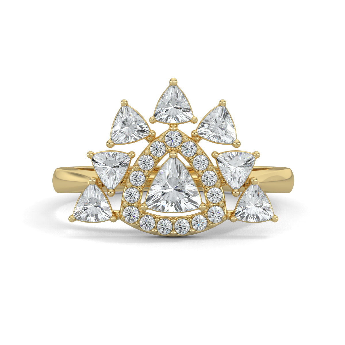 Yellow Gold, Diamond Ring, natural diamond ring, Lab-grown diamond ring, trillion diamonds, Everyday Jewelry, Statement Rings, Sophisticated Accessories, Women's Fashion, Special Occasion Jewelry