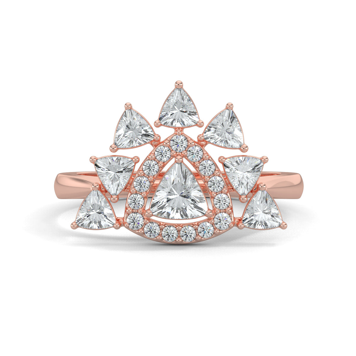 Rose Gold, Diamond Ring, natural diamond ring, Lab-grown diamond ring, trillion diamonds, Everyday Jewelry, Statement Rings, Sophisticated Accessories, Women's Fashion, Special Occasion Jewelry