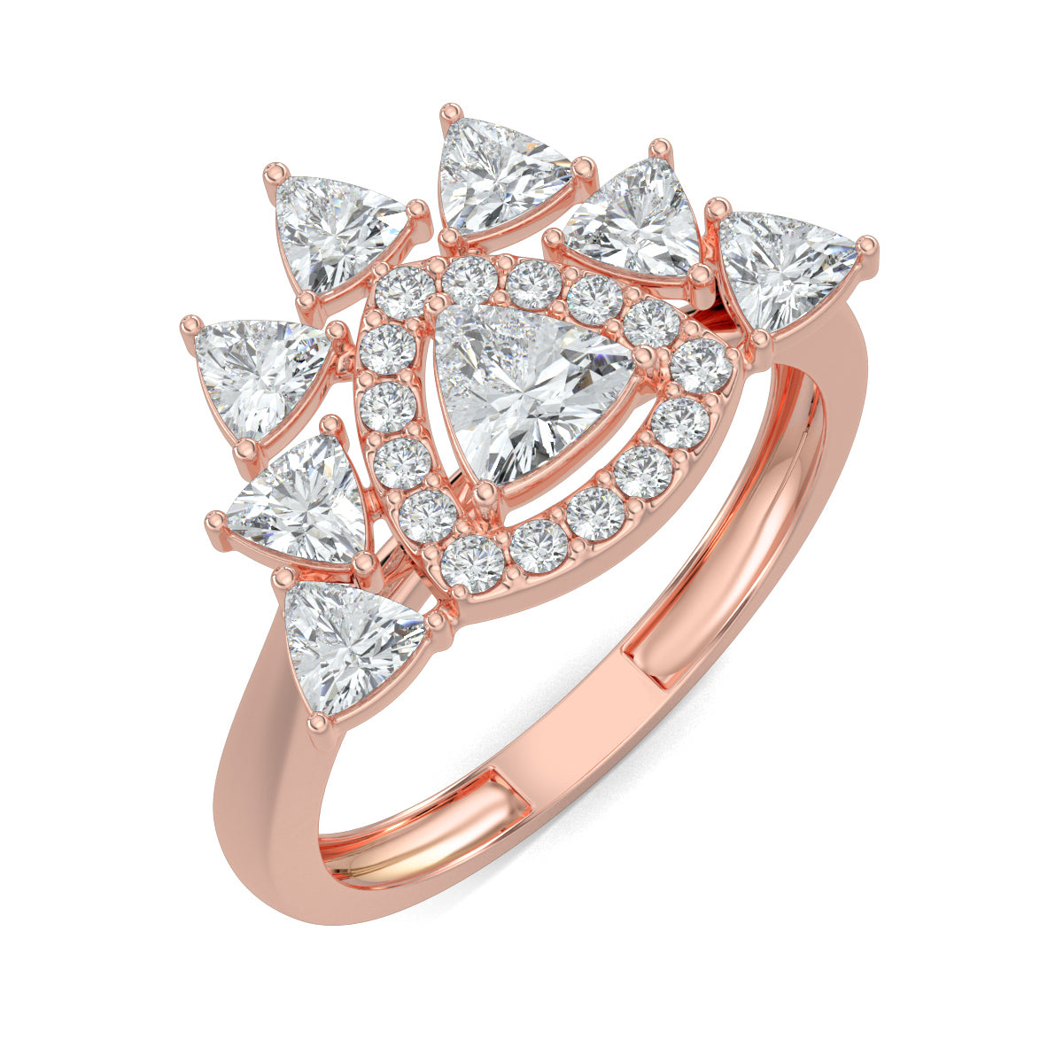 Rose Gold, Diamond Ring, natural diamond ring, Lab-grown diamond ring, trillion diamonds, Everyday Jewelry, Statement Rings, Sophisticated Accessories, Women's Fashion, Special Occasion Jewelry