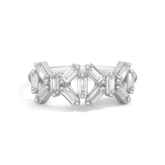 White Gold, Diamond Ring, Natural diamond ring, Lab-grown diamond ring, baguette diamond ring, everyday diamond ring, classic band diamond ring, elegant diamond ring, timeless diamond jewelry.