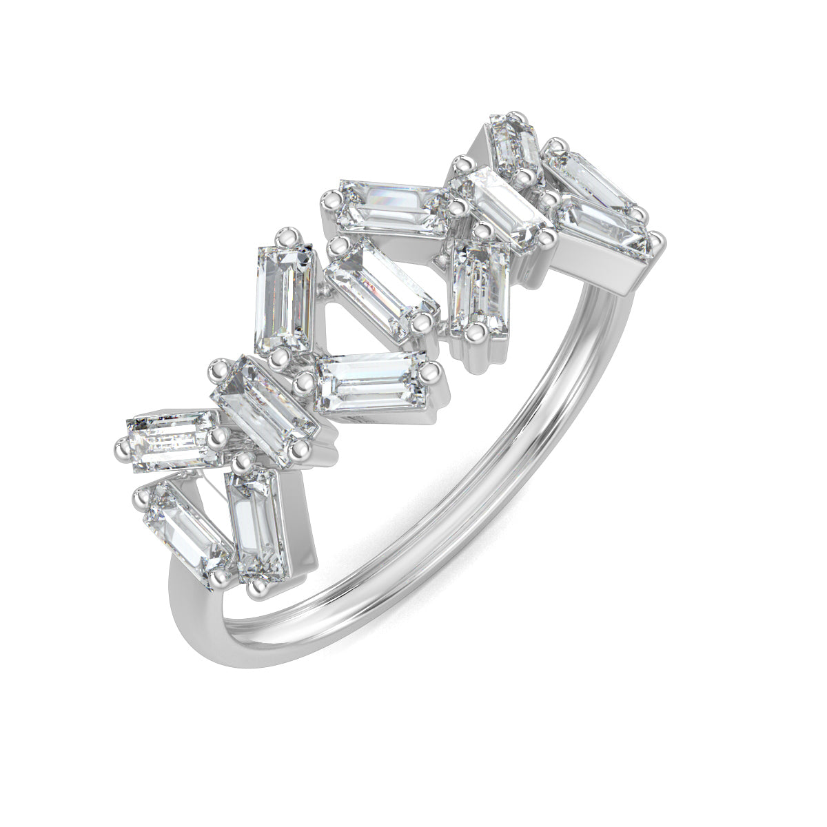 White Gold, Diamond Ring, Natural diamond ring, Lab-grown diamond ring, baguette diamond ring, everyday diamond ring, classic band diamond ring, elegant diamond ring, timeless diamond jewelry.