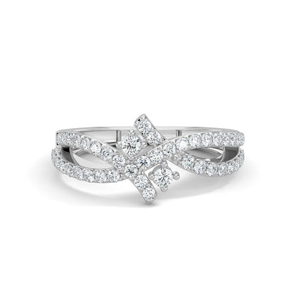 White Gold, Diamond Ring, Nebula twist diamond ring, celestial diamond ring, split shank band, natural diamonds, lab-grown diamonds, contemporary jewelry
