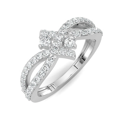 White Gold, Diamond Ring, Nebula twist diamond ring, celestial diamond ring, split shank band, natural diamonds, lab-grown diamonds, contemporary jewelry