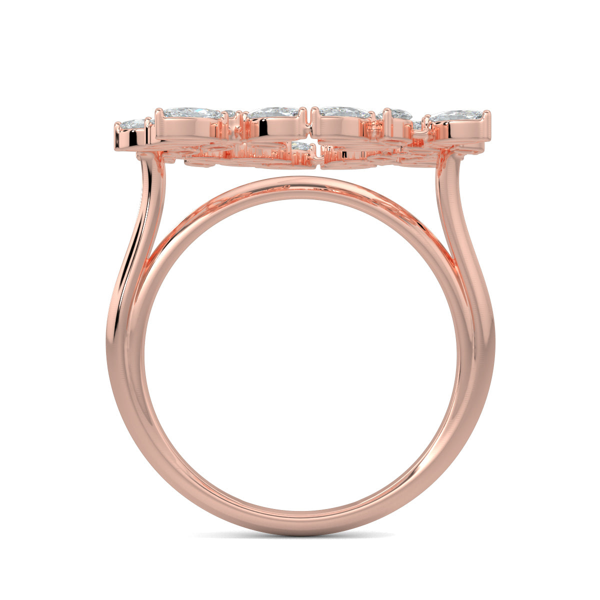 Rose Gold, Diamond Ring, Celeste Cluster Diamond Ring, Natural Diamonds, Lab-Grown Diamonds, Circular Diamond Cluster, Everyday Ring, Classic Band Design