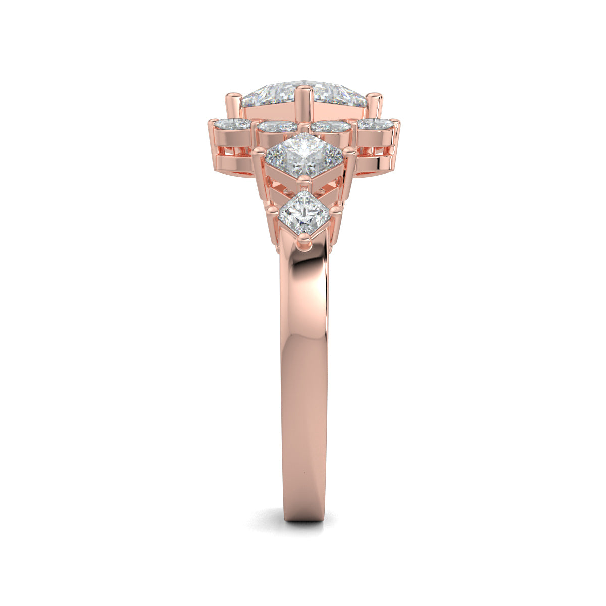Rose Gold, Diamond Ring, Aurora Dream Solitaire Ring, natural diamonds, lab-grown diamonds, diamond ring, solitaire ring, princess diamond, marquise diamond, engagement ring, wedding ring, fine jewelry