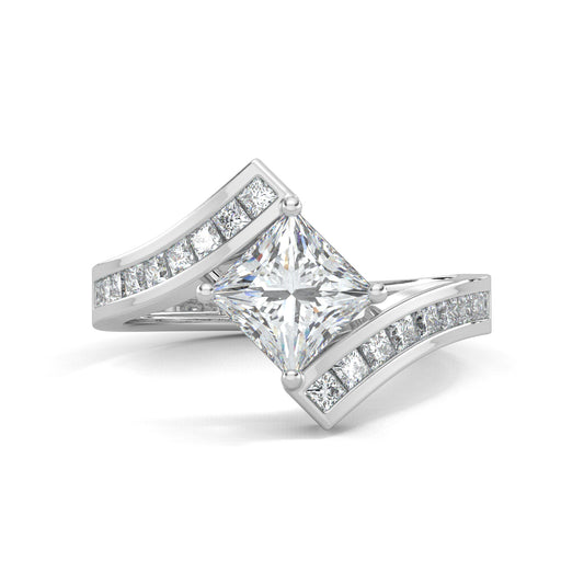 White Gold, Diamond Ring, princess solitaire ring, princess-cut diamond, Natural diamonds, lab-grown diamonds, solitaire engagement ring, ethical jewelry, timeless elegance, regal design, luxury ring