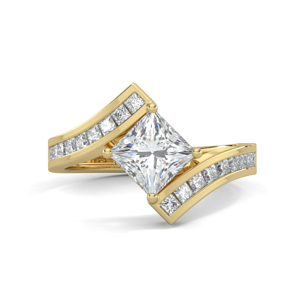 Yellow Gold, Diamond Ring, princess solitaire ring, princess-cut diamond, Natural diamonds, lab-grown diamonds, solitaire engagement ring, ethical jewelry, timeless elegance, regal design, luxury ring