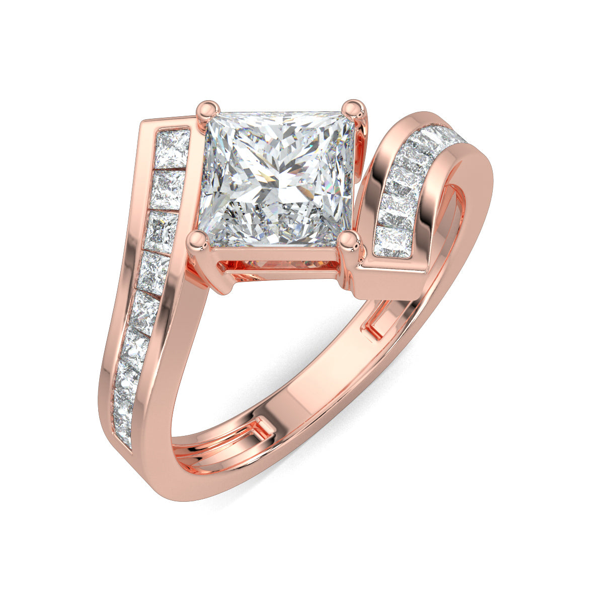 Rose Gold, Diamond Ring, princess solitaire ring, princess-cut diamond, Natural diamonds, lab-grown diamonds, solitaire engagement ring, ethical jewelry, timeless elegance, regal design, luxury ring
