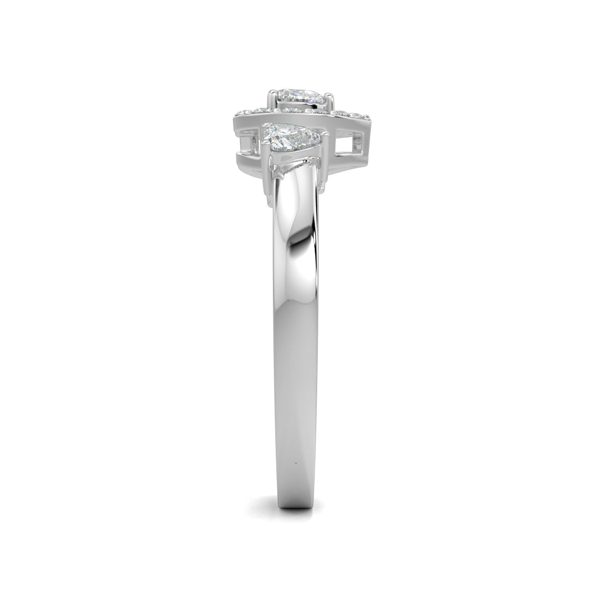 White Gold, Diamond Ring, Romantic heart solitaire ring, natural diamond ring, lab-grown diamond ring, heart-shaped diamond, halo setting, sustainable jewelry, love diamond accents, ethically sourced diamonds