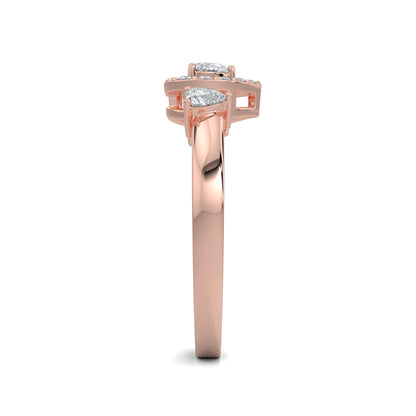 Rose Gold, Diamond Ring, Romantic heart solitaire ring, natural diamond ring, lab-grown diamond ring, heart-shaped diamond, halo setting, sustainable jewelry, love diamond accents, ethically sourced diamonds