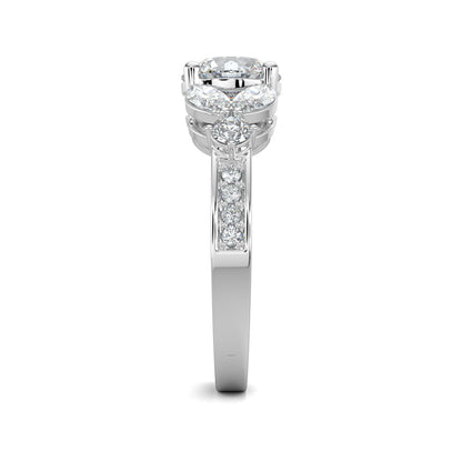White Gold, Diamond Ring, Round solitaire ring, Marquise diamonds, Natural diamonds, Lab-grown diamonds, Pave diamonds, Ethical jewelry, Classic band, Timeless elegance