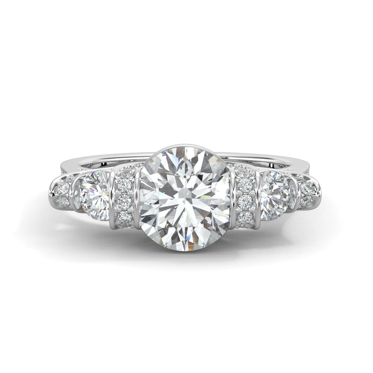 White Gold, Diamond Ring, Enigma solitaire ring, natural diamonds, lab-grown diamonds, trellis band, round diamonds, elegant jewelry