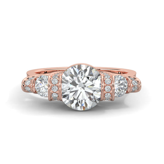 Rose Gold, Diamond Ring, Enigma solitaire ring, natural diamonds, lab-grown diamonds, trellis band, round diamonds, elegant jewelry