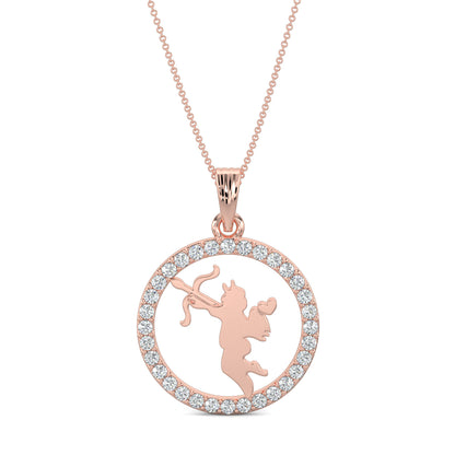 Rose Gold, Diamond Pendant, Natural diamond pendant, Lab-grown diamond pendant, Forever Cupid Pendant, Forever Your's collection, circular diamond pendant, romantic Cupid jewelry