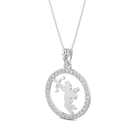 White Gold, Diamond Pendant, Natural diamond pendant, Lab-grown diamond pendant, Forever Cupid Pendant, Forever Your's collection, circular diamond pendant, romantic Cupid jewelry