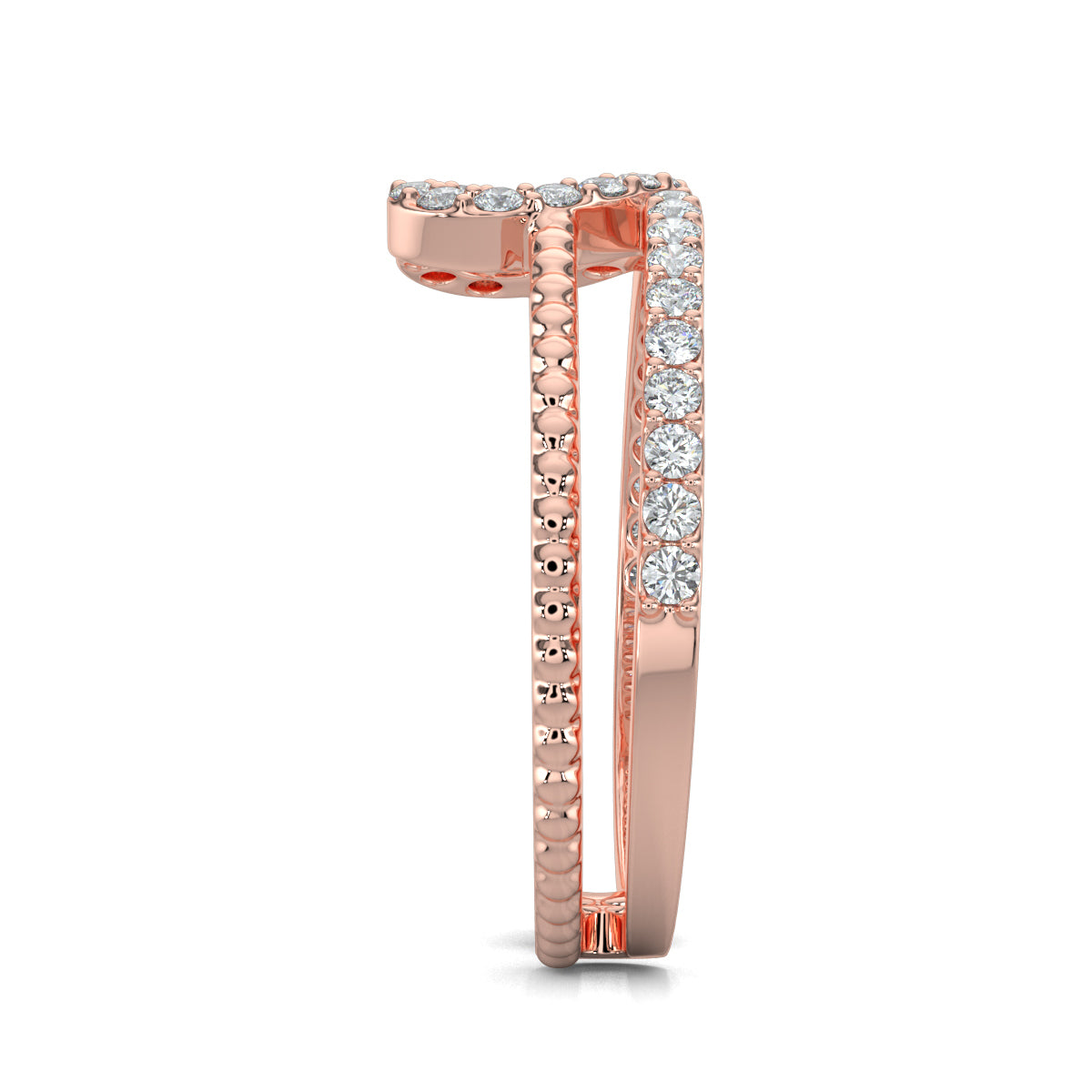 Rose Gold, Diamond Rings, Natural Diamonds, Lab-Grown Diamonds, Heart Twine Diamond Ring, Forever Yours Collection, Open Band Diamond Ring, Heart-Shaped Diamond Ring, Rope Texture Band