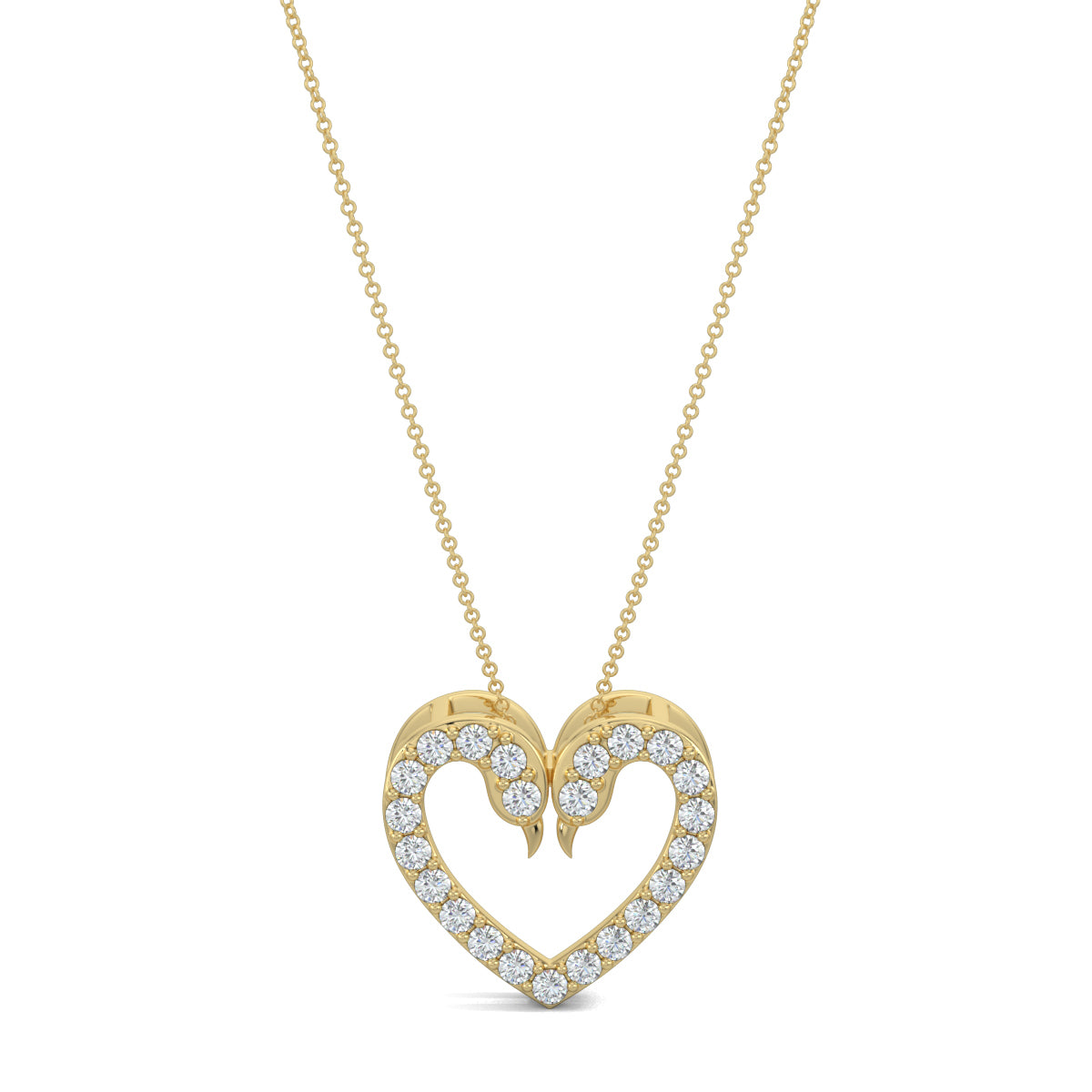 Yellow Gold, Diamond Pendants, natural diamond pendant, lab-grown diamond pendant, Lovebird Diamond Pendant, Forever Yours Collection, Heart Pendant, Casual Pendant, Swan Shape, Diamond Jewelry