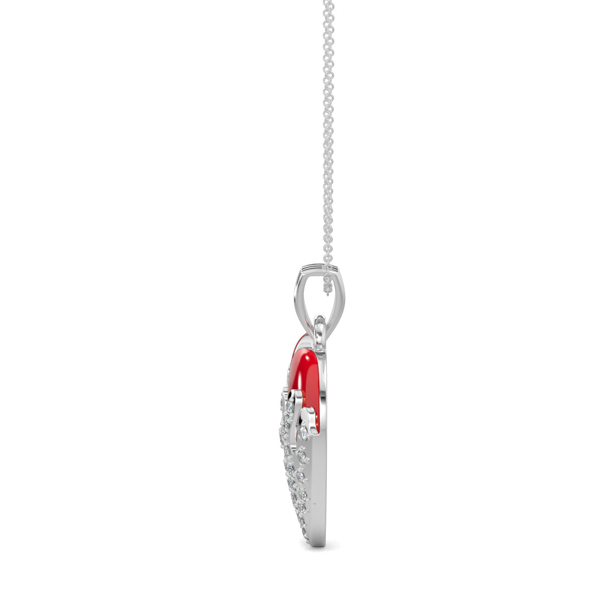 White Gold, Diamond Pendants, natural diamond pendant, lab-grown diamond pendant, Eternal Flame Flicker Pendant from Forever Yours Collection, Heart-shaped Pendant, Casual Diamond Pendant, Red Enamel, Everyday Jewelry, Flame-inspired Design