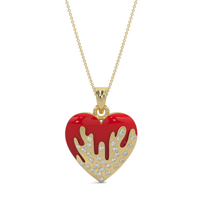 Yellow Gold, Diamond Pendants, natural diamond pendant, lab-grown diamond pendant, Eternal Flame Flicker Pendant from Forever Yours Collection, Heart-shaped Pendant, Casual Diamond Pendant, Red Enamel, Everyday Jewelry, Flame-inspired Designnt
