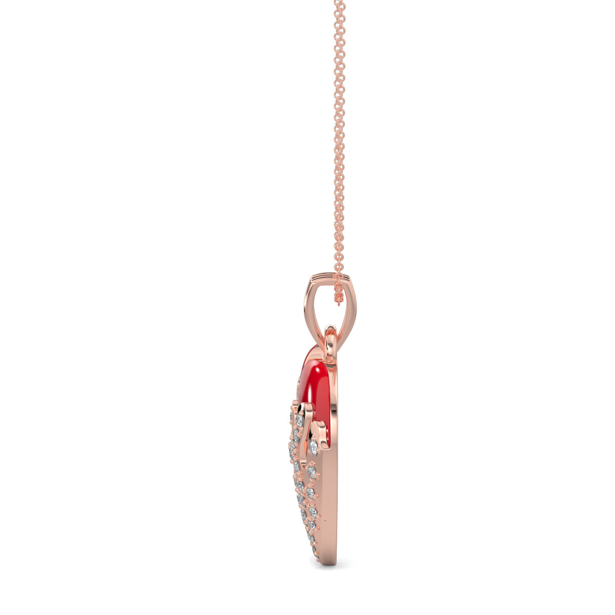 Rose Gold, Diamond Pendants, natural diamond pendant, lab-grown diamond pendant, Eternal Flame Flicker Pendant from Forever Yours Collection, Heart-shaped Pendant, Casual Diamond Pendant, Red Enamel, Everyday Jewelry, Flame-inspired Designnt