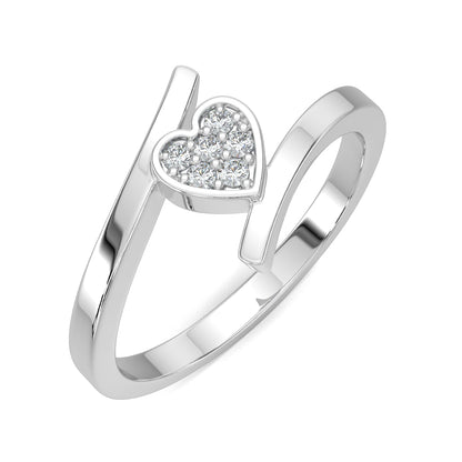 White Gold, Diamond Ring, Natural diamond ring, Lab-grown diamond ring, Everlasting Heart Sparkle Ring, Forever Yours collection, open band diamond ring, pave setting, heart-shaped diamond ring, round diamonds, elegant jewelry