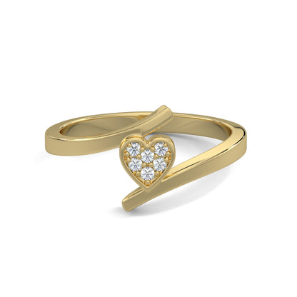 Yellow Gold, Diamond Ring, Natural diamond ring, Lab-grown diamond ring, Everlasting Heart Sparkle Ring, Forever Yours collection, open band diamond ring, pave setting, heart-shaped diamond ring, round diamonds, elegant jewelry