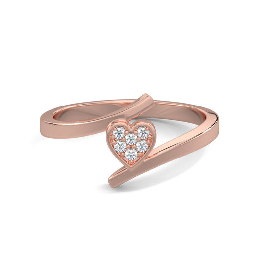 Rose Gold, Diamond Ring, Natural diamond ring, Lab-grown diamond ring, Everlasting Heart Sparkle Ring, Forever Yours collection, open band diamond ring, pave setting, heart-shaped diamond ring, round diamonds, elegant jewelry