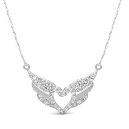 White Gold, Diamond Pendants, natural diamond pendant, lab-grown diamond pendant, Angelic Heart Pendant, Casual Diamond Pendant, Heart Pendant, Round Diamonds, Forever Yours Collection, Celestial Jewelry