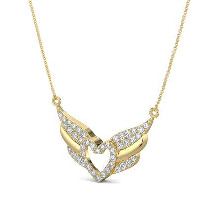Yellow Gold, Diamond Pendants, natural diamond pendant, lab-grown diamond pendant, Angelic Heart Pendant, Casual Diamond Pendant, Heart Pendant, Round Diamonds, Forever Yours Collection, Celestial Jewelry